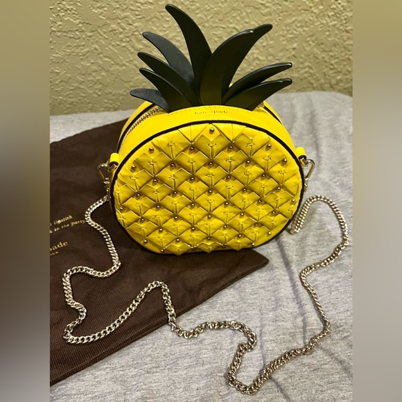 Kate Spade ♠️ RARE Picnic Pineapple Crossbody Leather Novelty Purse Handbag Bag - Picture 6 of 15